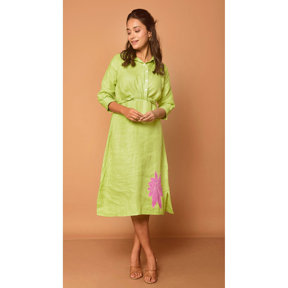 The House of Hemp Women Latest Midi Length Three Fourth Sleeves Dress