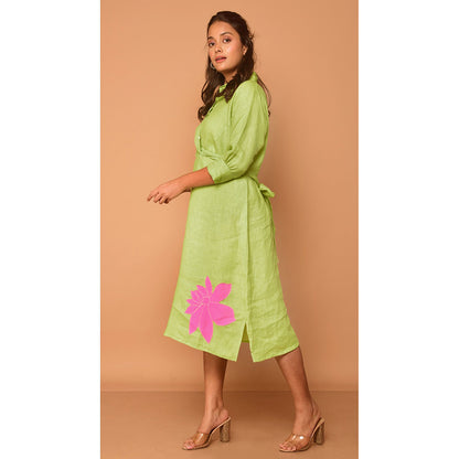 The House of Hemp Women Latest Midi Length Three Fourth Sleeves Dress