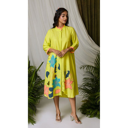 The House of Hemp Women Latest Midi Length Three Fourth Sleeves Dress