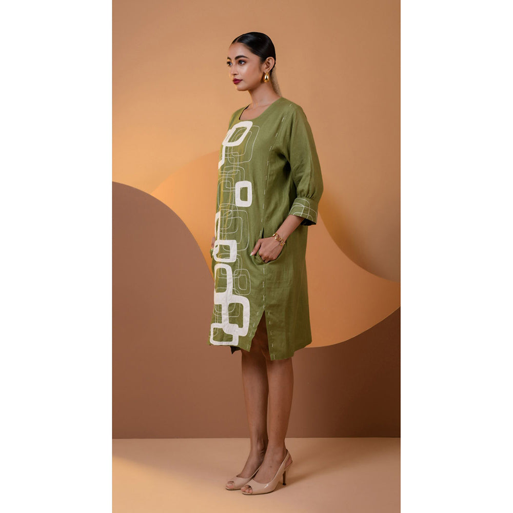 The House of Hemp Women Latest Midi Length Three Fourth Sleeves Dress