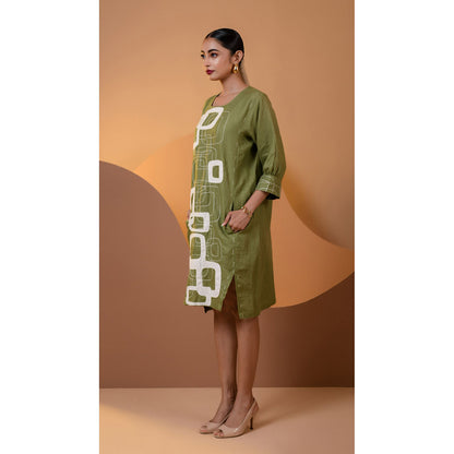 The House of Hemp Women Latest Midi Length Three Fourth Sleeves Dress