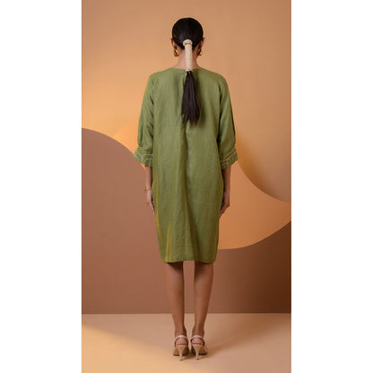 The House of Hemp Women Latest Midi Length Three Fourth Sleeves Dress