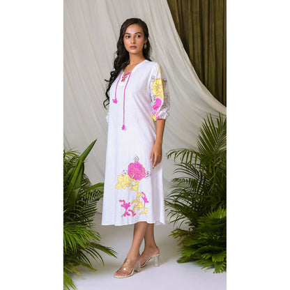 The House of Hemp Women Latest Midi Length Three Fourth Sleeves Dress