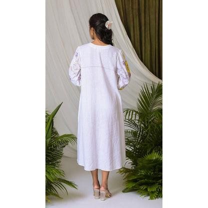 The House of Hemp Women Latest Midi Length Three Fourth Sleeves Dress