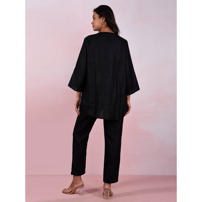 The House of Hemp Women Latest Stylish Neck Hemp And Lyocell Grey Co-Ord (Set of 2)