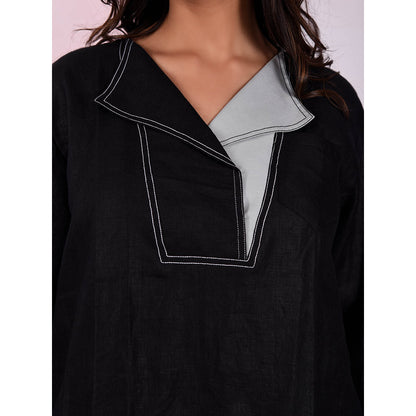 The House of Hemp Women Latest Stylish Neck Hemp And Lyocell Grey Co-Ord (Set of 2)