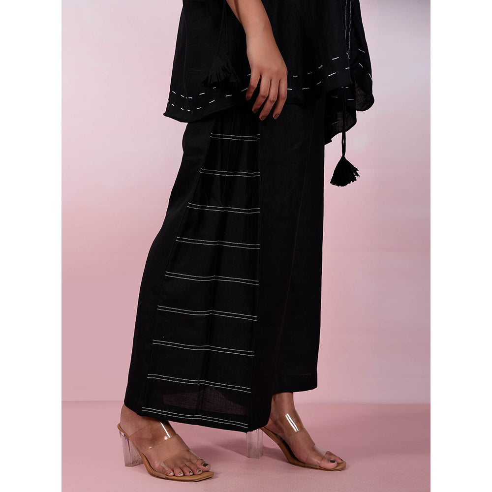 The House of Hemp Women Latest Stylish Neck Hemp And Lyocell Black Co-Ord (Set of 2)