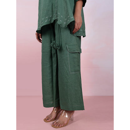 The House of Hemp Women Latest Stylish Neck Hemp And Lyocell Green Co-Ord (Set of 2)