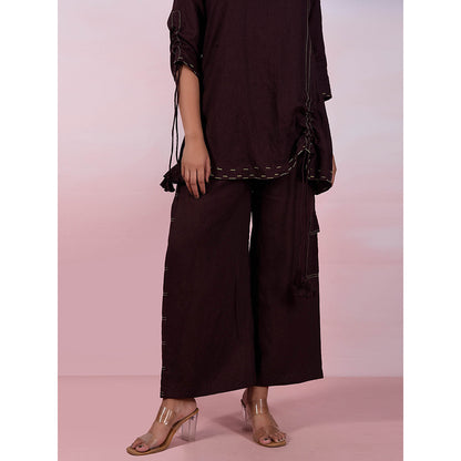 The House of Hemp Women Latest Stylish Neck Hemp And Lyocell Brown Co-Ord (Set of 2)