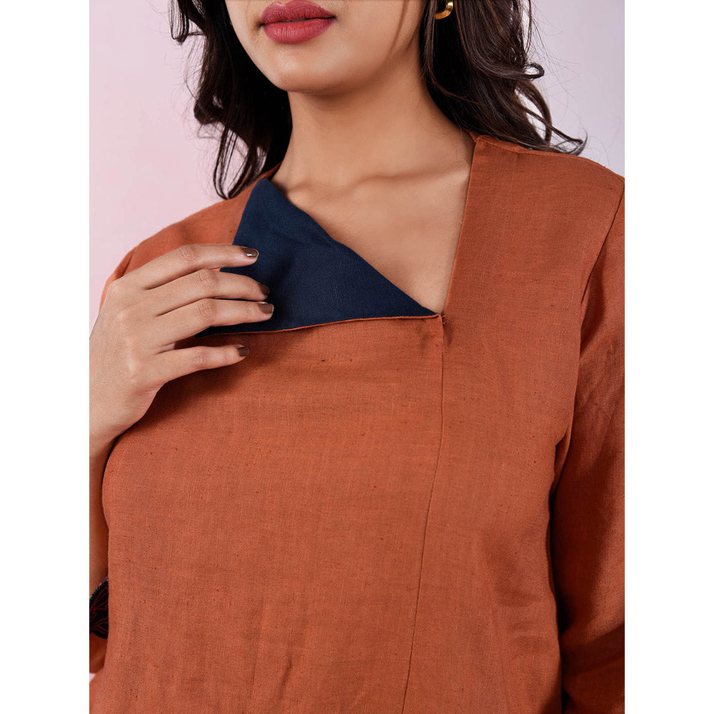 The House of Hemp Women Latest Stylish Neck Hemp And Lyocell Brown Co-Ord (Set of 2)