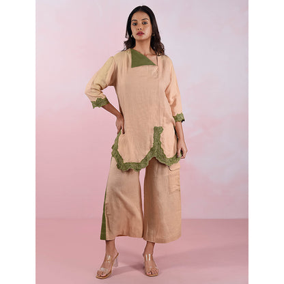 The House of Hemp Women Latest Stylish Neck Hemp And Lyocell Olive Co-Ord (Set of 2)
