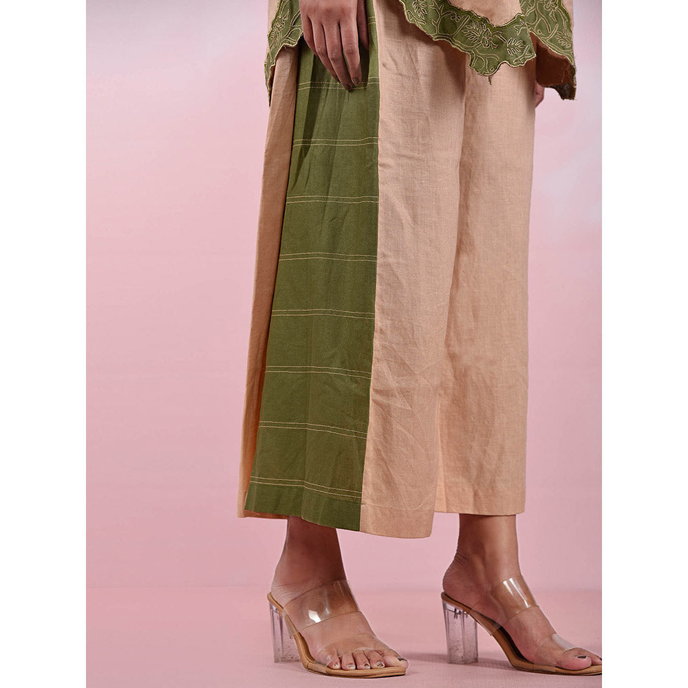 The House of Hemp Women Latest Stylish Neck Hemp And Lyocell Olive Co-Ord (Set of 2)