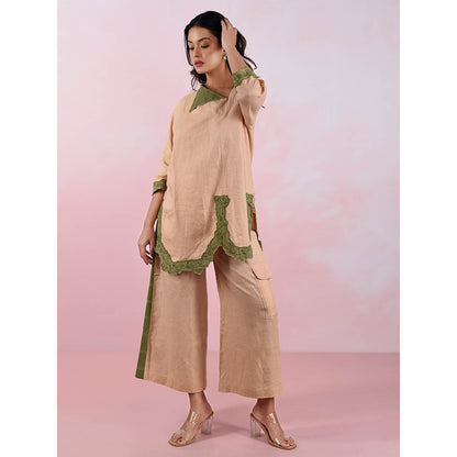The House of Hemp Women Latest Stylish Neck Hemp And Lyocell Olive Co-Ord (Set of 2)