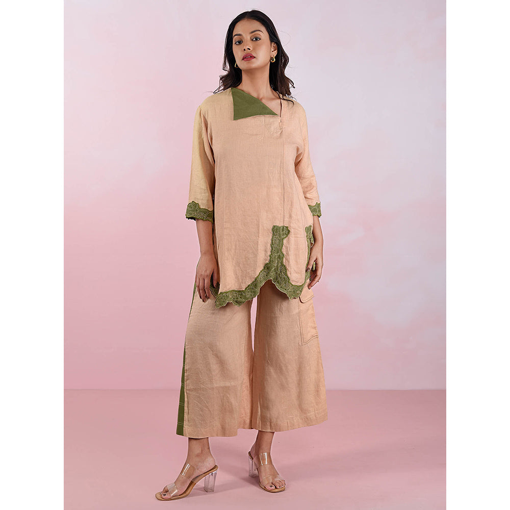 The House of Hemp Women Latest Stylish Neck Hemp And Lyocell Olive Co-Ord (Set of 2)