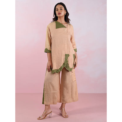 The House of Hemp Women Latest Stylish Neck Hemp And Lyocell Olive Co-Ord (Set of 2)