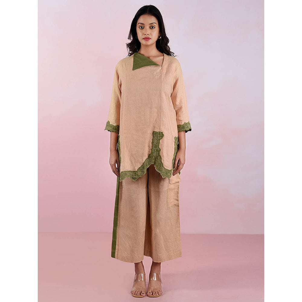 The House of Hemp Women Latest Stylish Neck Hemp And Lyocell Olive Co-Ord (Set of 2)