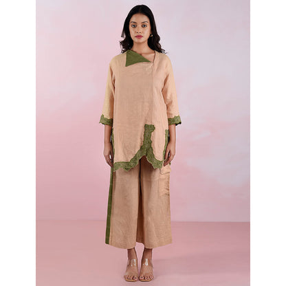 The House of Hemp Women Latest Stylish Neck Hemp And Lyocell Olive Co-Ord (Set of 2)