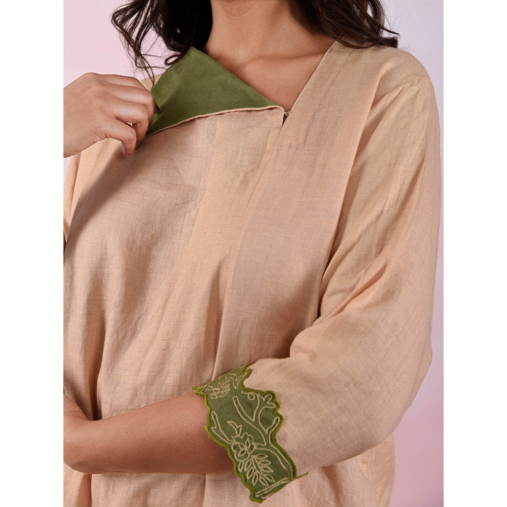 The House of Hemp Women Latest Stylish Neck Hemp And Lyocell Olive Co-Ord (Set of 2)