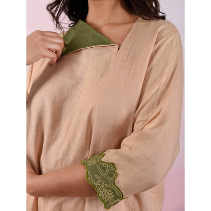 The House of Hemp Women Latest Stylish Neck Hemp And Lyocell Olive Co-Ord (Set of 2)