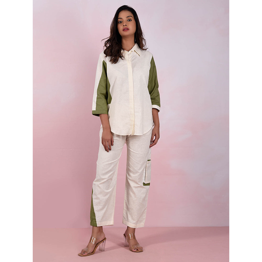 The House of Hemp Women Latest Stylish Neck Hemp And Lyocell Cream Co-Ord (Set of 2)