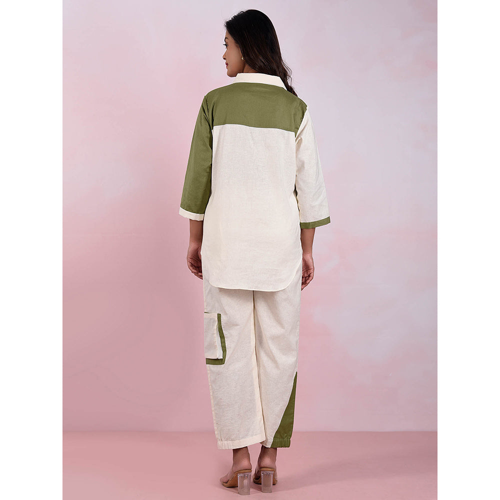 The House of Hemp Women Latest Stylish Neck Hemp And Lyocell Cream Co-Ord (Set of 2)