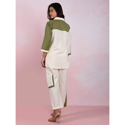 The House of Hemp Women Latest Stylish Neck Hemp And Lyocell Cream Co-Ord (Set of 2)