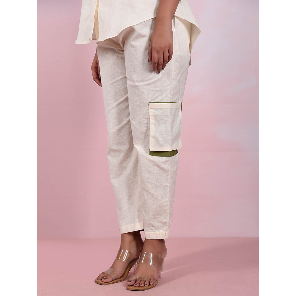 The House of Hemp Women Latest Stylish Neck Hemp And Lyocell Cream Co-Ord (Set of 2)