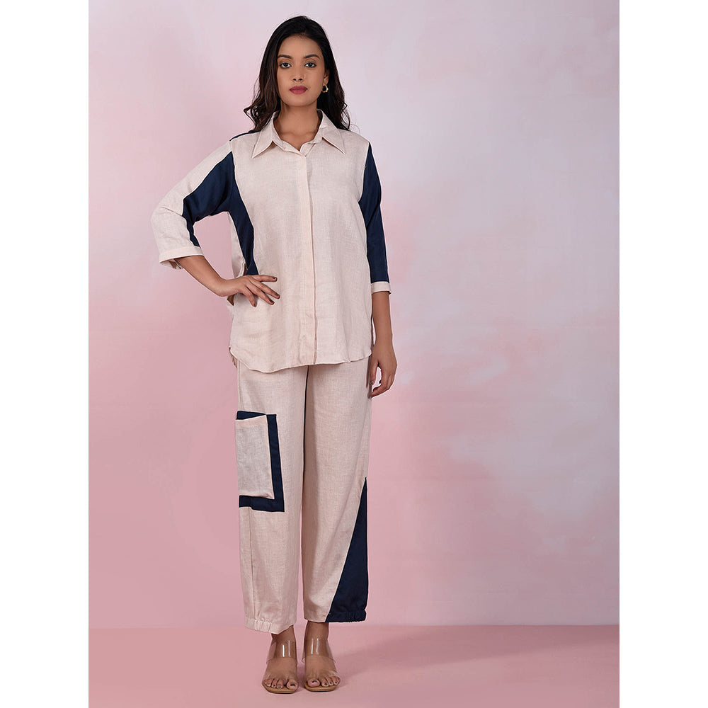 The House of Hemp Women Latest Stylish Neck Hemp And Lyocell Beige Co-Ord (Set of 2)