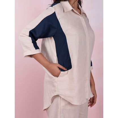 The House of Hemp Women Latest Stylish Neck Hemp And Lyocell Beige Co-Ord (Set of 2)