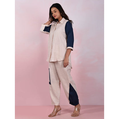 The House of Hemp Women Latest Stylish Neck Hemp And Lyocell Beige Co-Ord (Set of 2)
