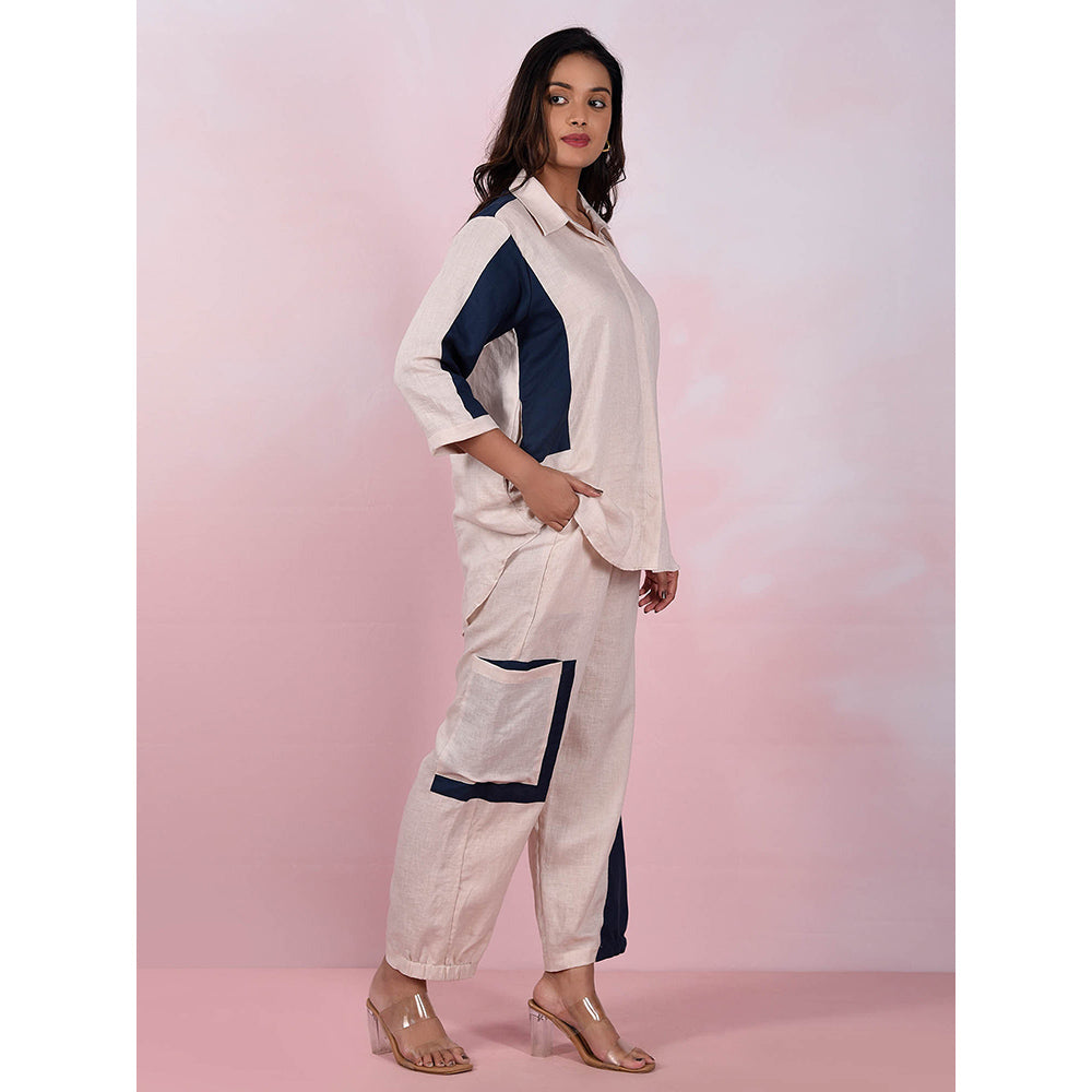 The House of Hemp Women Latest Stylish Neck Hemp And Lyocell Beige Co-Ord (Set of 2)