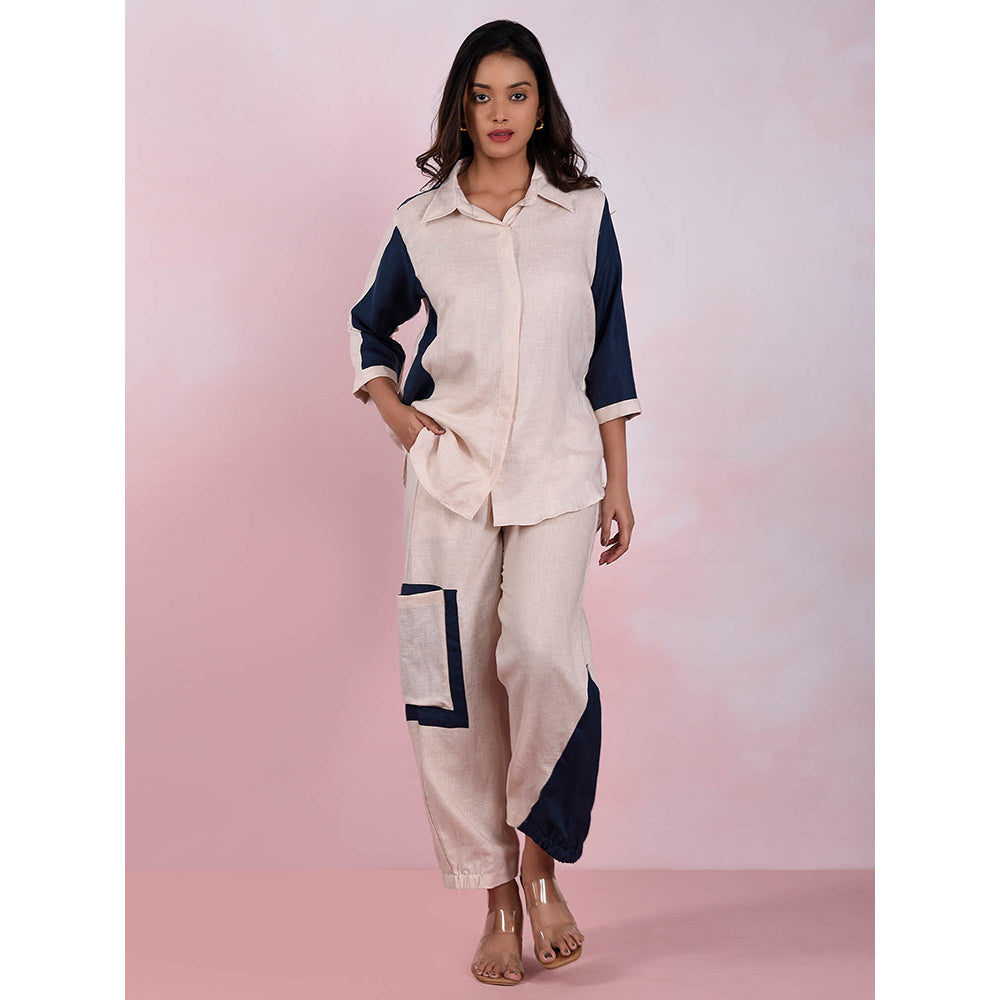 The House of Hemp Women Latest Stylish Neck Hemp And Lyocell Beige Co-Ord (Set of 2)