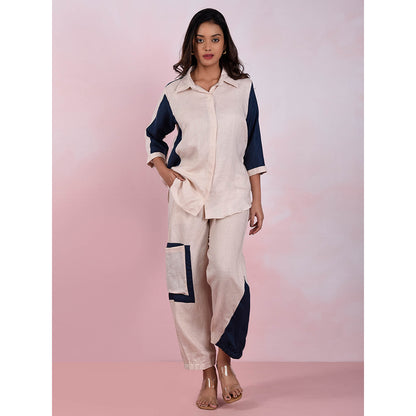 The House of Hemp Women Latest Stylish Neck Hemp And Lyocell Beige Co-Ord (Set of 2)