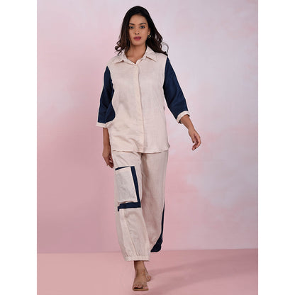 The House of Hemp Women Latest Stylish Neck Hemp And Lyocell Beige Co-Ord (Set of 2)