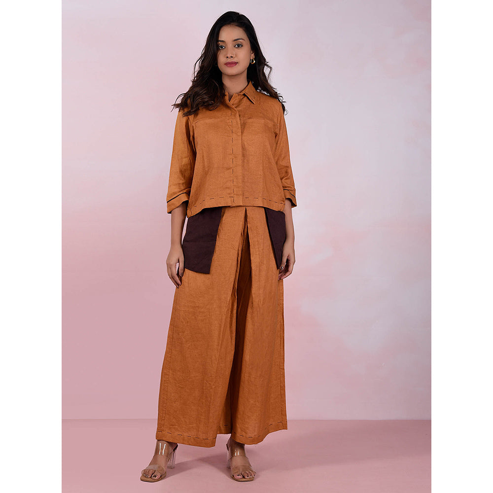 The House of Hemp Women Latest Stylish Neck Hemp And Lyocell Yellow Co-Ord (Set of 2)