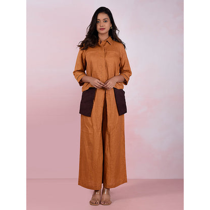 The House of Hemp Women Latest Stylish Neck Hemp And Lyocell Yellow Co-Ord (Set of 2)