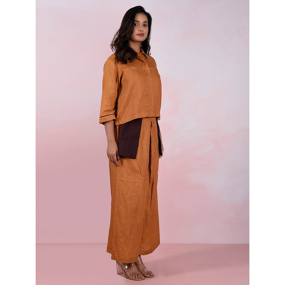The House of Hemp Women Latest Stylish Neck Hemp And Lyocell Yellow Co-Ord (Set of 2)