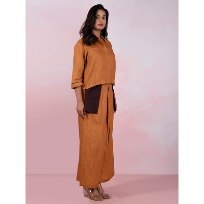The House of Hemp Women Latest Stylish Neck Hemp And Lyocell Yellow Co-Ord (Set of 2)