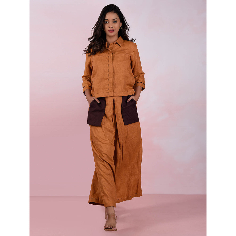 The House of Hemp Women Latest Stylish Neck Hemp And Lyocell Yellow Co-Ord (Set of 2)