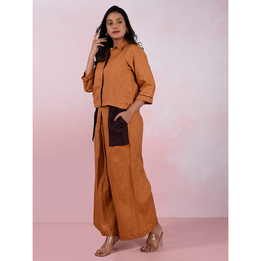 The House of Hemp Women Latest Stylish Neck Hemp And Lyocell Yellow Co-Ord (Set of 2)