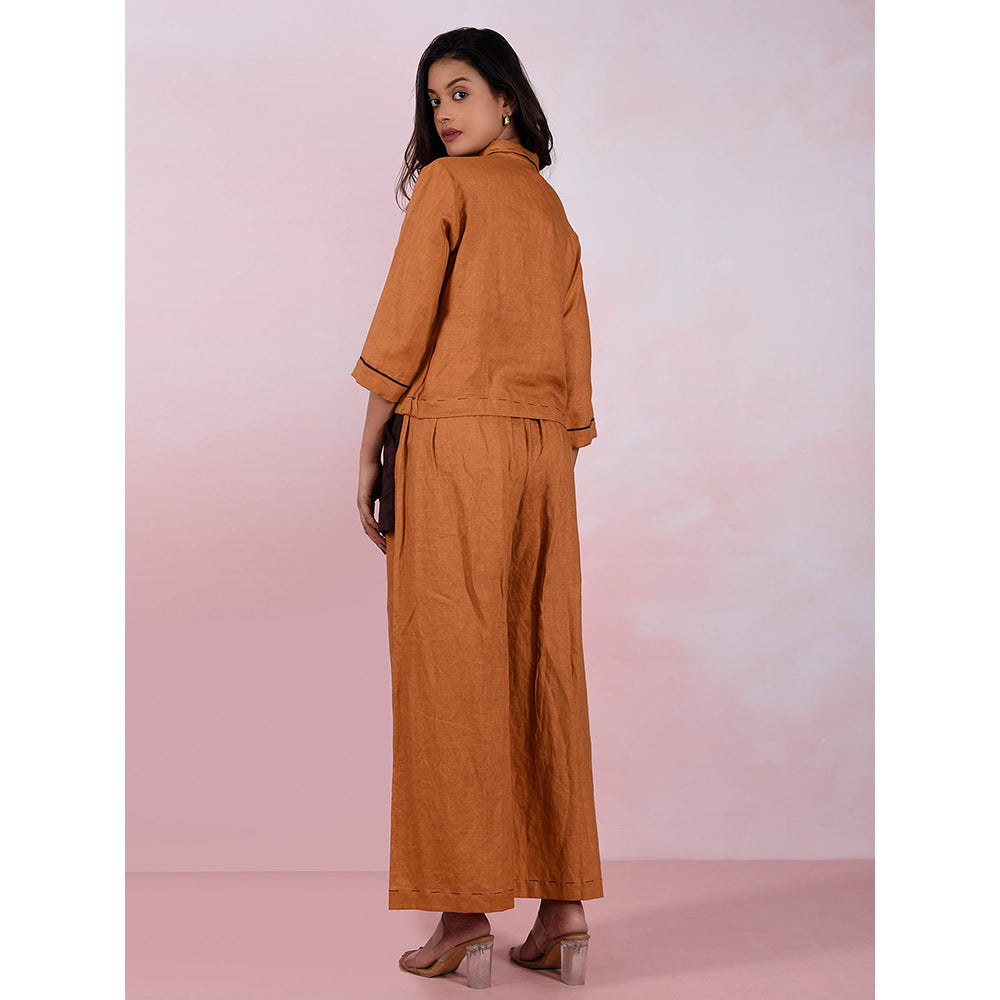 The House of Hemp Women Latest Stylish Neck Hemp And Lyocell Yellow Co-Ord (Set of 2)
