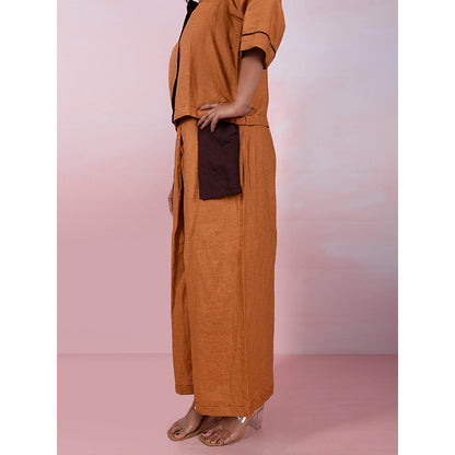 The House of Hemp Women Latest Stylish Neck Hemp And Lyocell Yellow Co-Ord (Set of 2)
