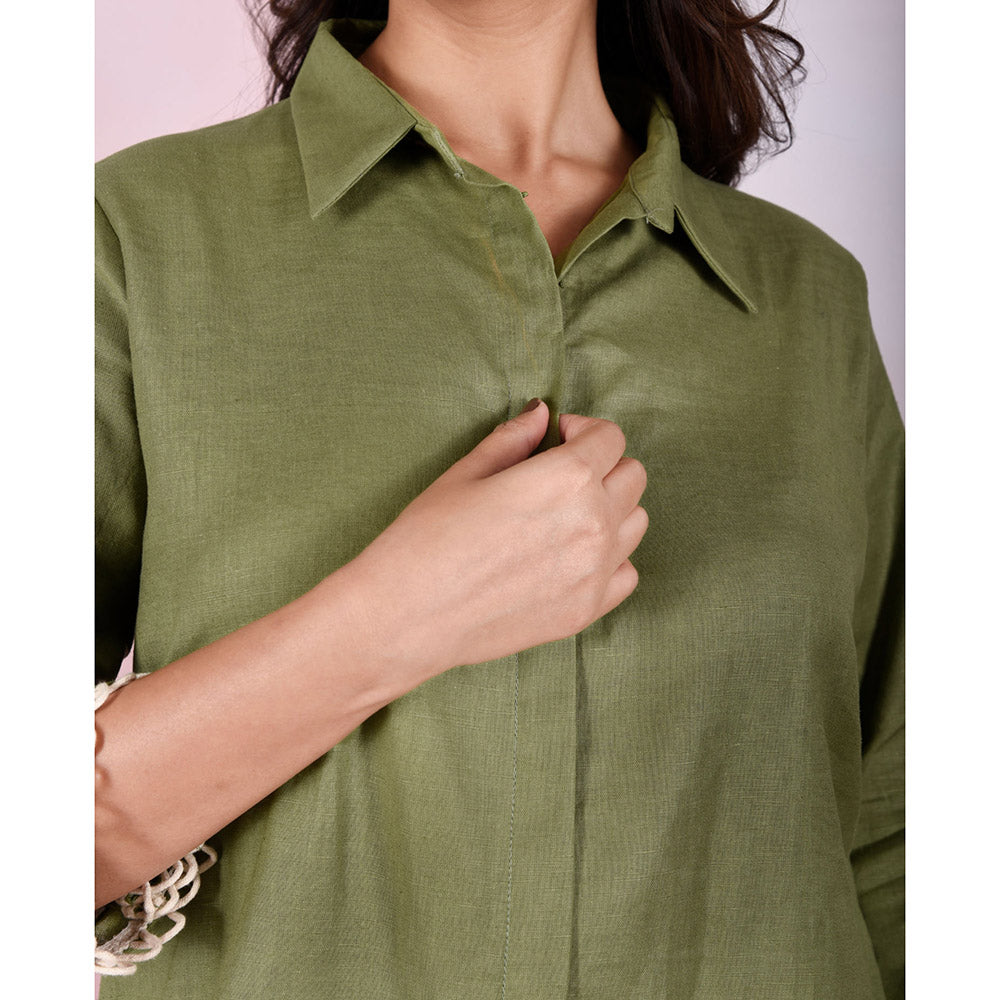The House of Hemp Women Hemp and Lyocell Green Fringe Dress