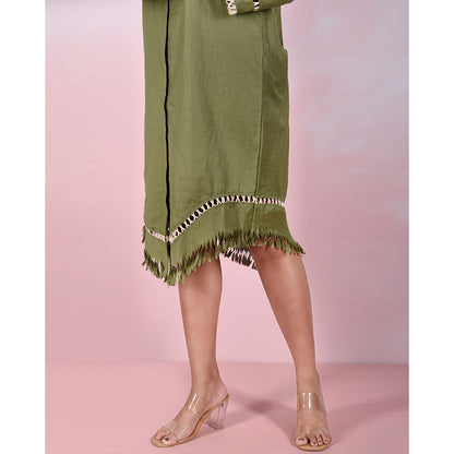 The House of Hemp Women Hemp and Lyocell Green Fringe Dress