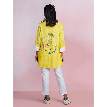 The House of Hemp Lazy Dawn Yellow Tunic with Pant (Set of 2)