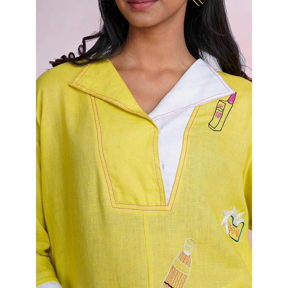 The House of Hemp Lazy Dawn Yellow Tunic with Pant (Set of 2)