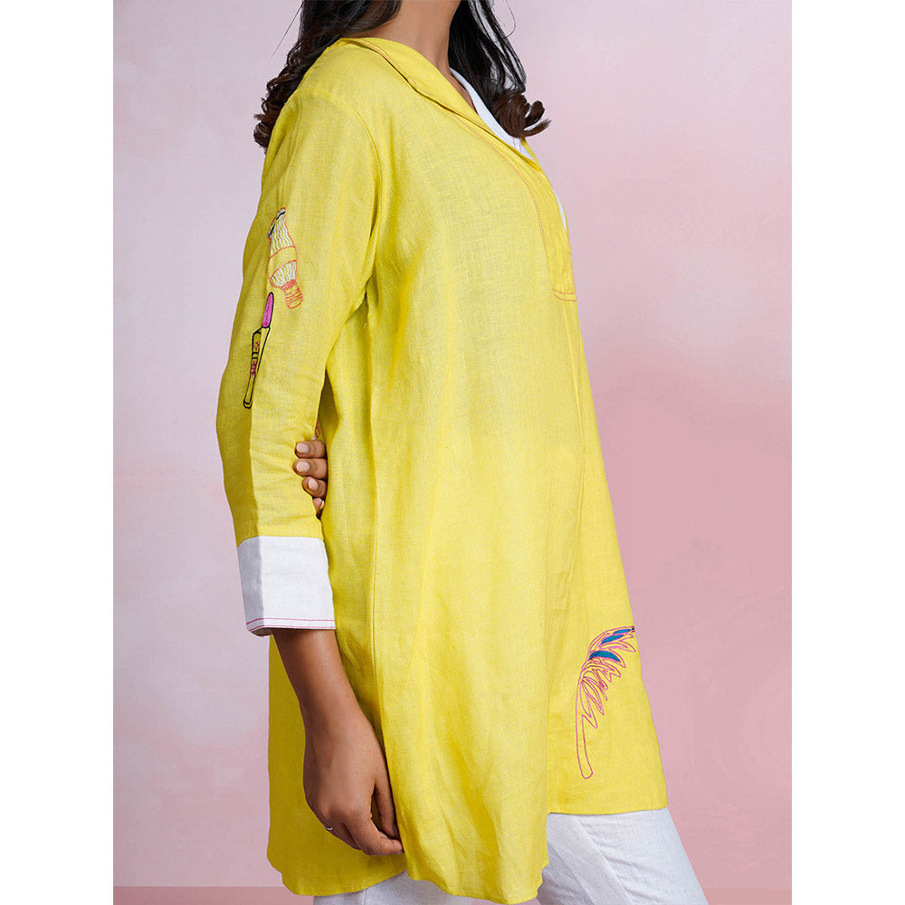 The House of Hemp Lazy Dawn Yellow Tunic with Pant (Set of 2)