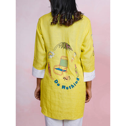 The House of Hemp Lazy Dawn Yellow Tunic with Pant (Set of 2)