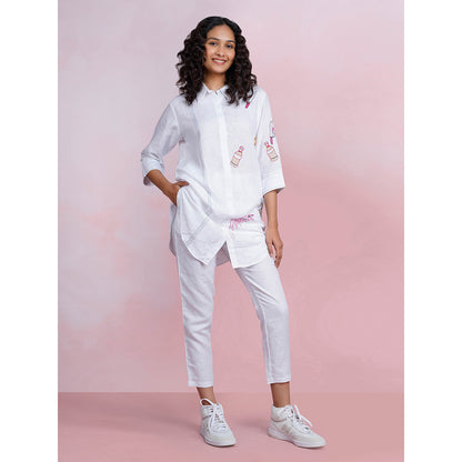 The House of Hemp Cloud Ease White Tunic with Pant (Set of 2)