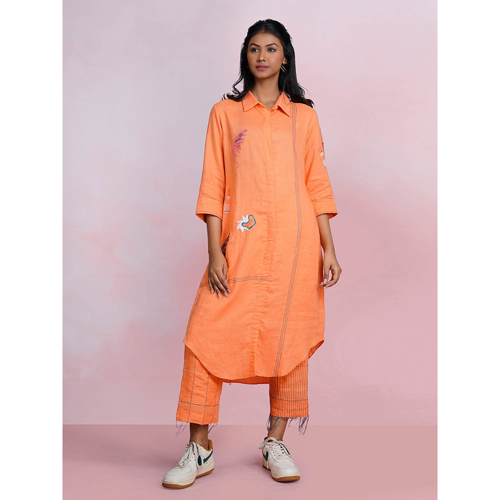 The House of Hemp Amber Zen Orange Kurta with Pant (Set of 2)
